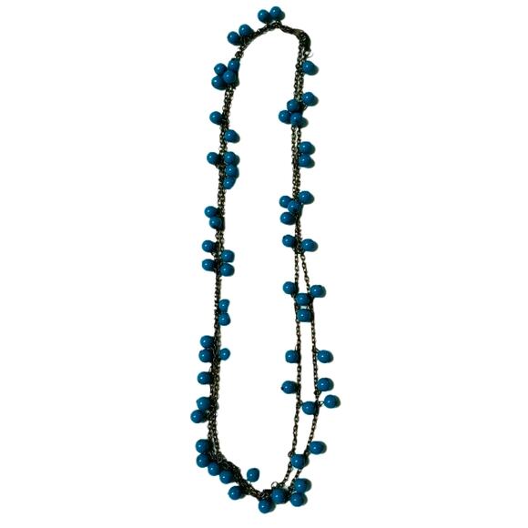 Turquoise Beaded Necklace Southwest Western Jewelry Gold Tone 24" Chain Vintage - Picture 4 of 16